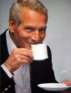 Paul Newman drinks coffee. [via http://www.redraig.co.uk/]