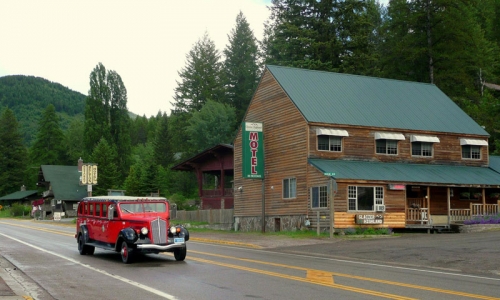 When you google West Glacier, my house comes up. See the red thing in the background? Also, that red bus is what I took to school when it was raining. It was driven by a man named Jolly.